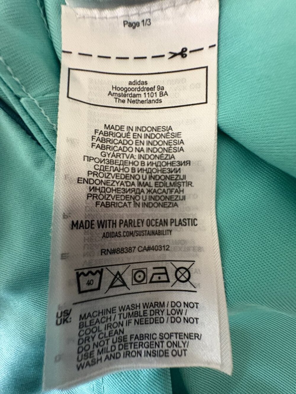 adidas Primeblue Parley Racerback Athletic Tank Top Aqua Teal Women’s L - Picture 6 of 7